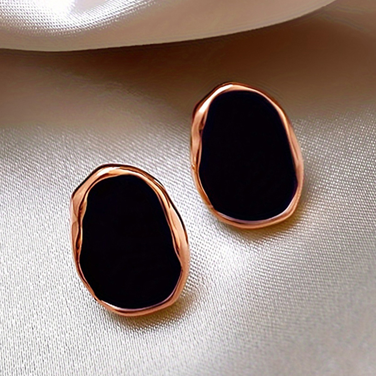 Geometric Enamel Stud Earrings For Women In Copper With KC Golden Water Plating And 0.03µm Thickness 3