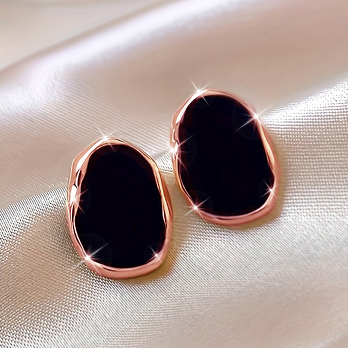 Geometric Enamel Stud Earrings For Women In Copper With KC Golden Water Plating And 0.03µm Thickness 4
