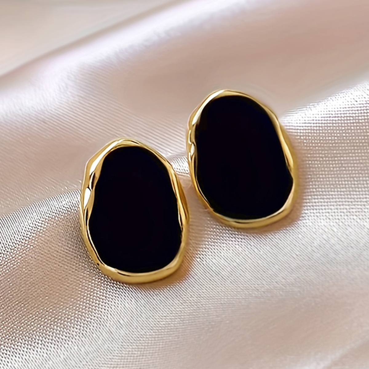 Geometric Enamel Stud Earrings For Women In Copper With KC Golden Water Plating And 0.03µm Thickness 6
