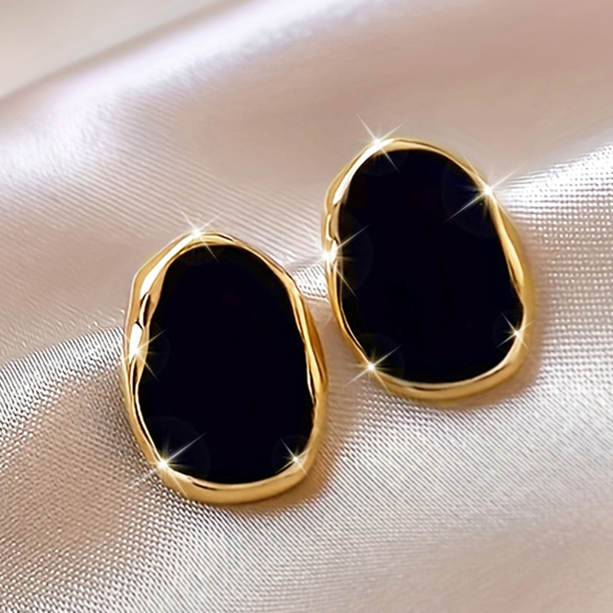 Geometric Enamel Stud Earrings For Women In Copper With KC Golden Water Plating And 0.03µm Thickness 7
