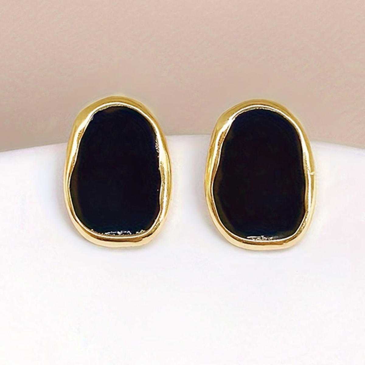 Geometric Enamel Stud Earrings For Women In Copper With KC Golden Water Plating And 0.03µm Thickness 9