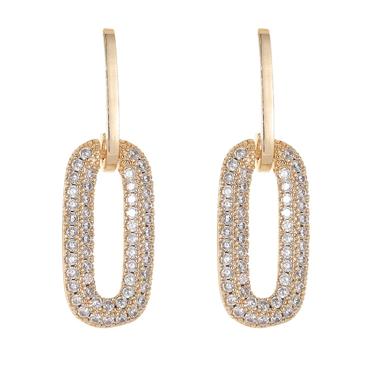 Geometric Earrings For Women In 14K Real Gold Plated Copper Featuring Zircon Inlay 5