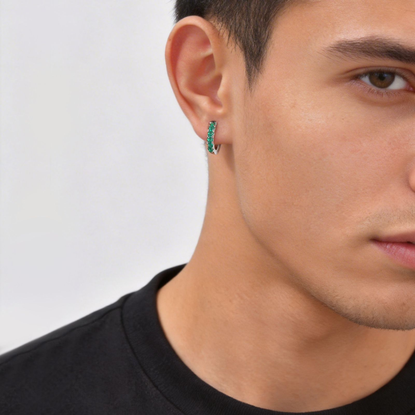 Geometric Hoop Earrings For Women With Claw Setting, Platinum-Plated Copper Featuring Zircon Inlay And Water Plating 4