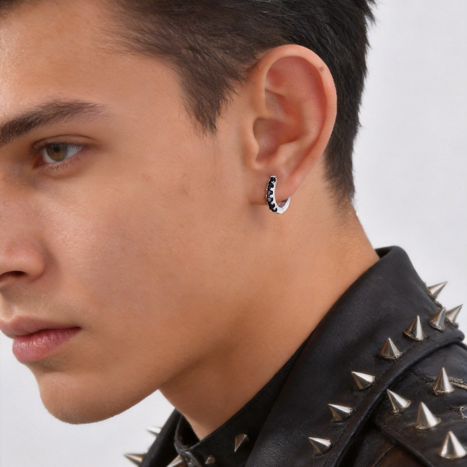 Geometric Hoop Earrings For Women With Claw Setting, Platinum-Plated Copper Featuring Zircon Inlay And Water Plating 6