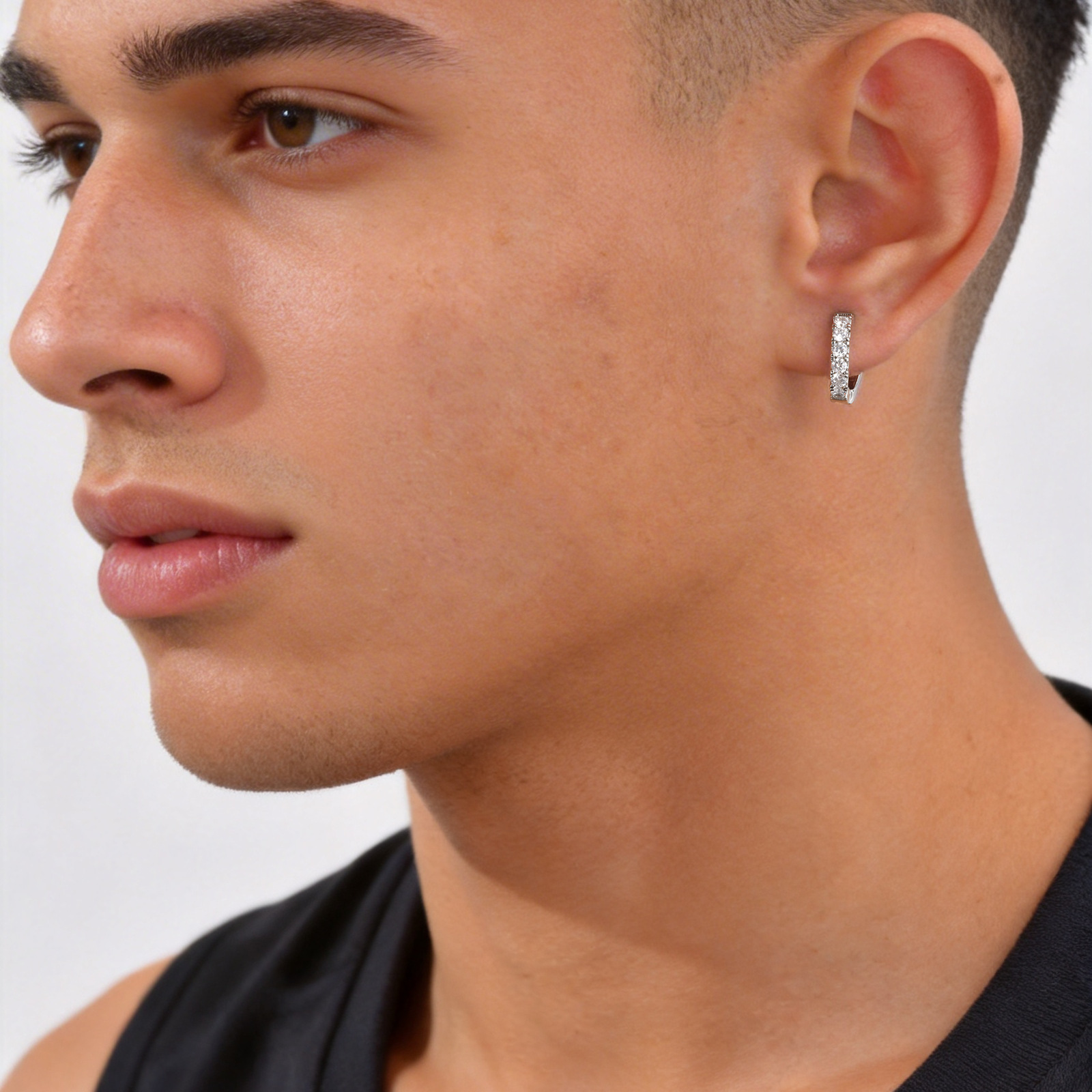 Geometric Hoop Earrings For Women With Claw Setting, Platinum-Plated Copper Featuring Zircon Inlay And Water Plating 8