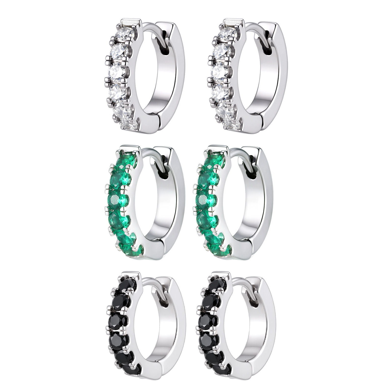 Geometric Hoop Earrings For Women With Claw Setting, Platinum-Plated Copper Featuring Zircon Inlay And Water Plating 10