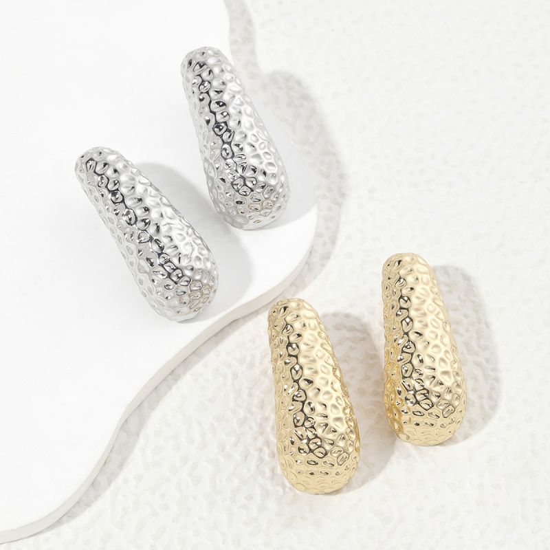 Geometric Hypoallergenic Stud Earrings For Women, Golden Plated Copper With Water Plating And 0.03µm-0.05µm Thickness