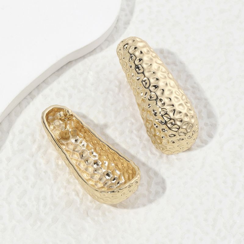 Geometric Hypoallergenic Stud Earrings For Women, Golden Plated Copper With Water Plating And 0.03µm-0.05µm Thickness 4