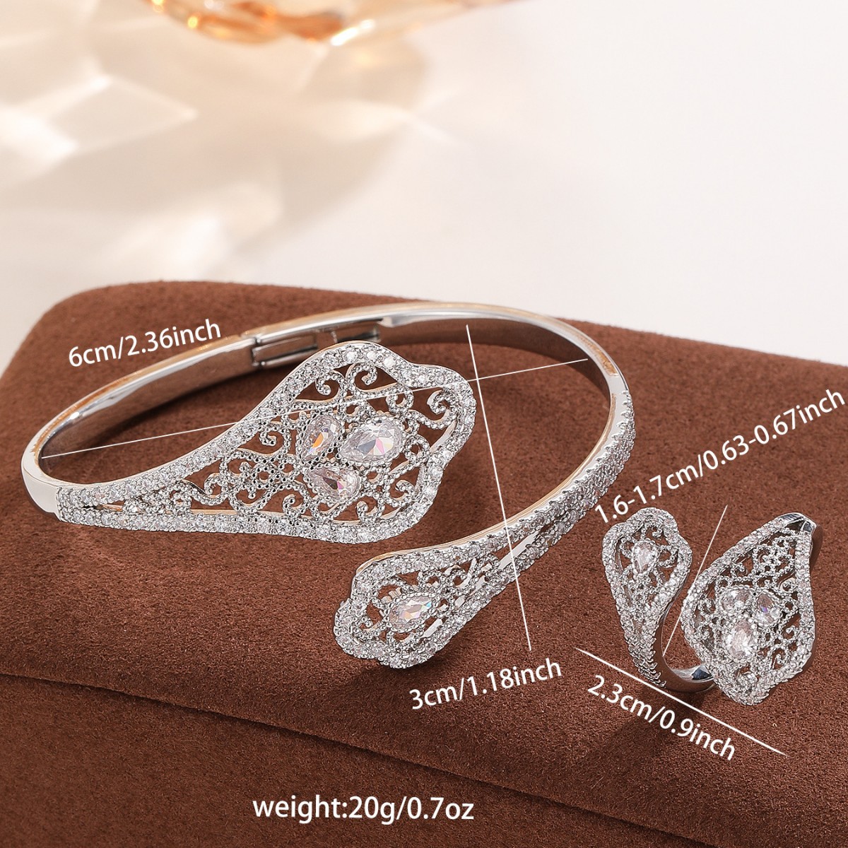 Geometric Inlay Bangle In Copper With Golden Plated Electroplated Finish Featuring Artificial Rhinestones 2