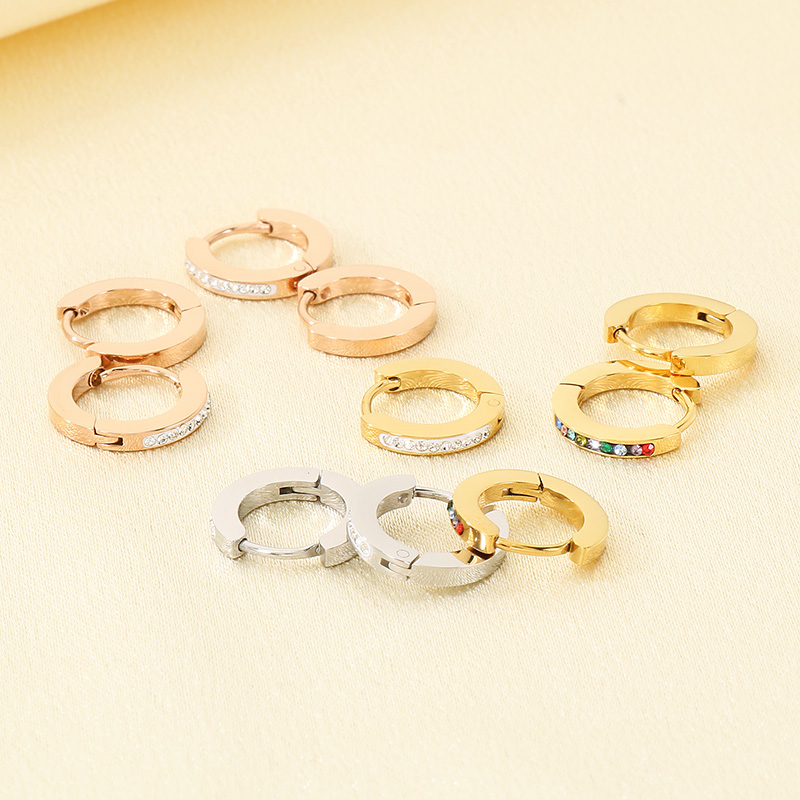 Geometric Inlay Earrings For Women In 304 Stainless Steel With 18K Real Gold Plated And PVD Coated Finish Featuring Rhinestones 4