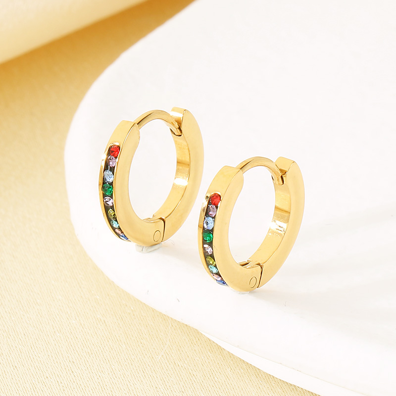 Geometric Inlay Earrings For Women In 304 Stainless Steel With 18K Real Gold Plated And PVD Coated Finish Featuring Rhinestones 6