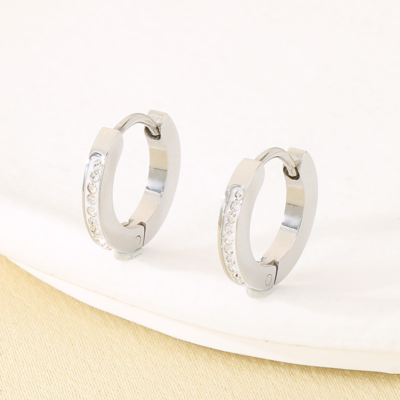 Geometric Inlay Earrings For Women In 304 Stainless Steel With 18K Real Gold Plated And PVD Coated Finish Featuring Rhinestones 7