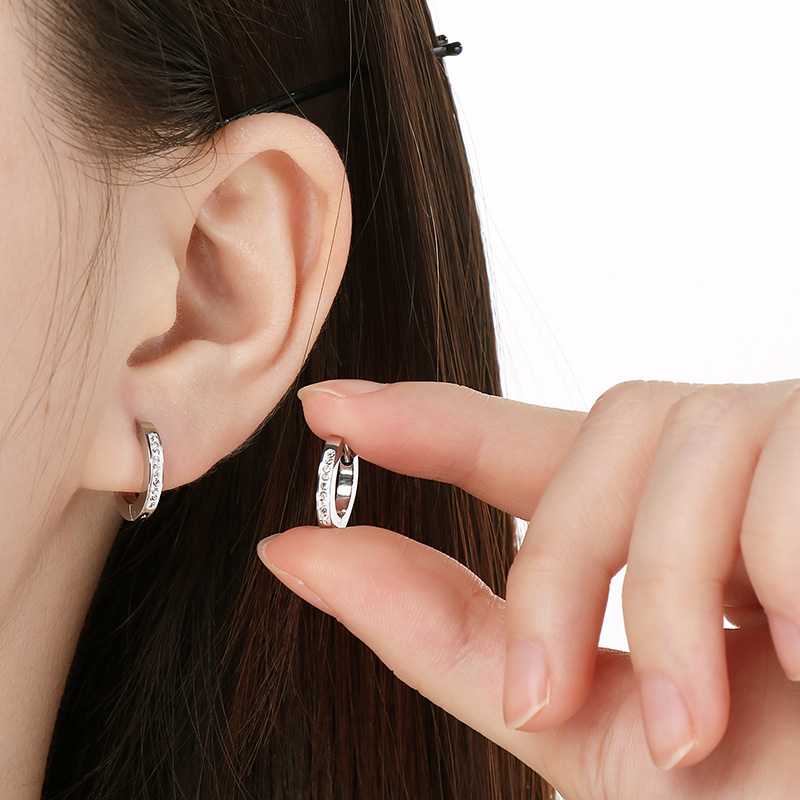 Geometric Inlay Earrings For Women In 304 Stainless Steel With 18K Real Gold Plated And PVD Coated Finish Featuring Rhinestones 10