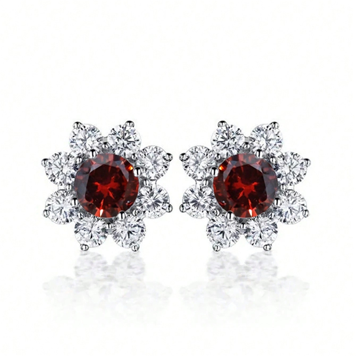 Geometric Stud Earrings With Claw Setting In Copper Featuring 0.03µm KC Golden Water Plating And Zircon Inlay 7