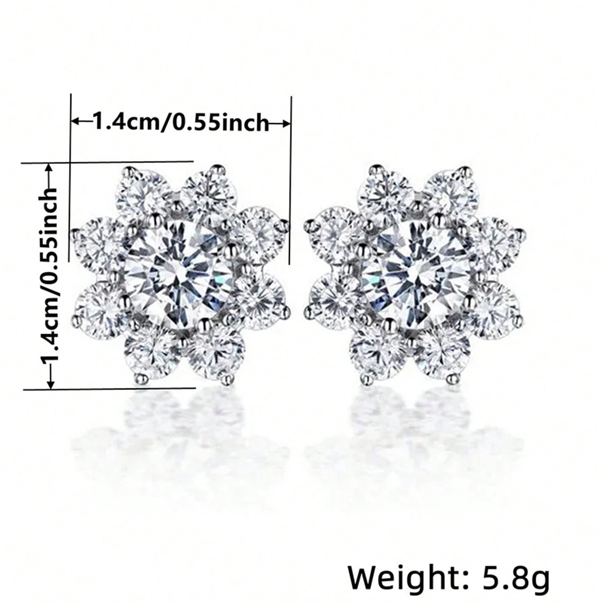 Geometric Stud Earrings With Claw Setting In Copper Featuring 0.03µm KC Golden Water Plating And Zircon Inlay 8