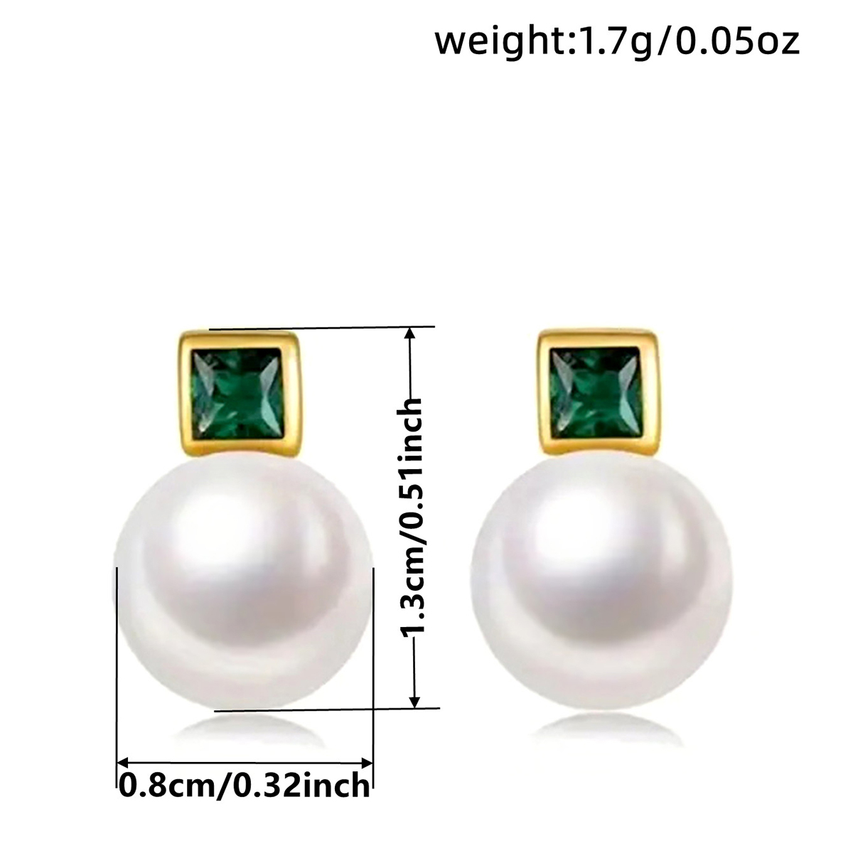 Geometric Stud Earrings With Claw Setting, KC Golden Plated Copper Featuring 0.03µm Water Plating And Pearl Inlay 6
