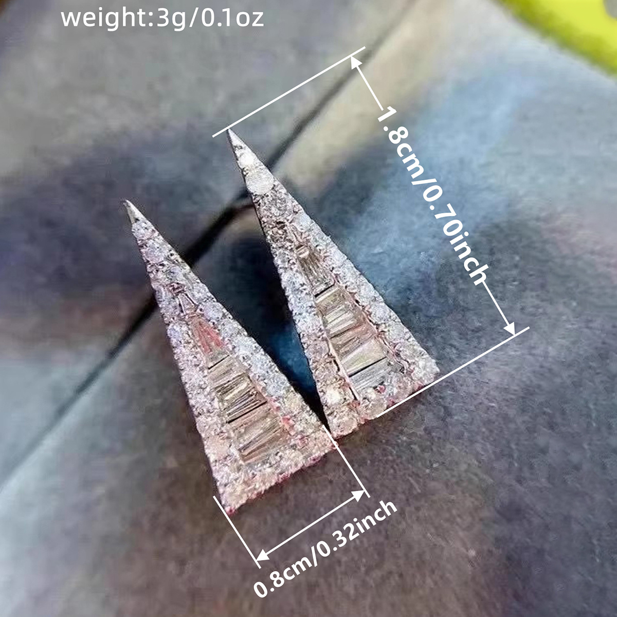 Geometric Stud Earrings With Claw Setting, Copper Base Featuring White K Water Plating And 0.03µm Thickness, Inlaid Zircon 5