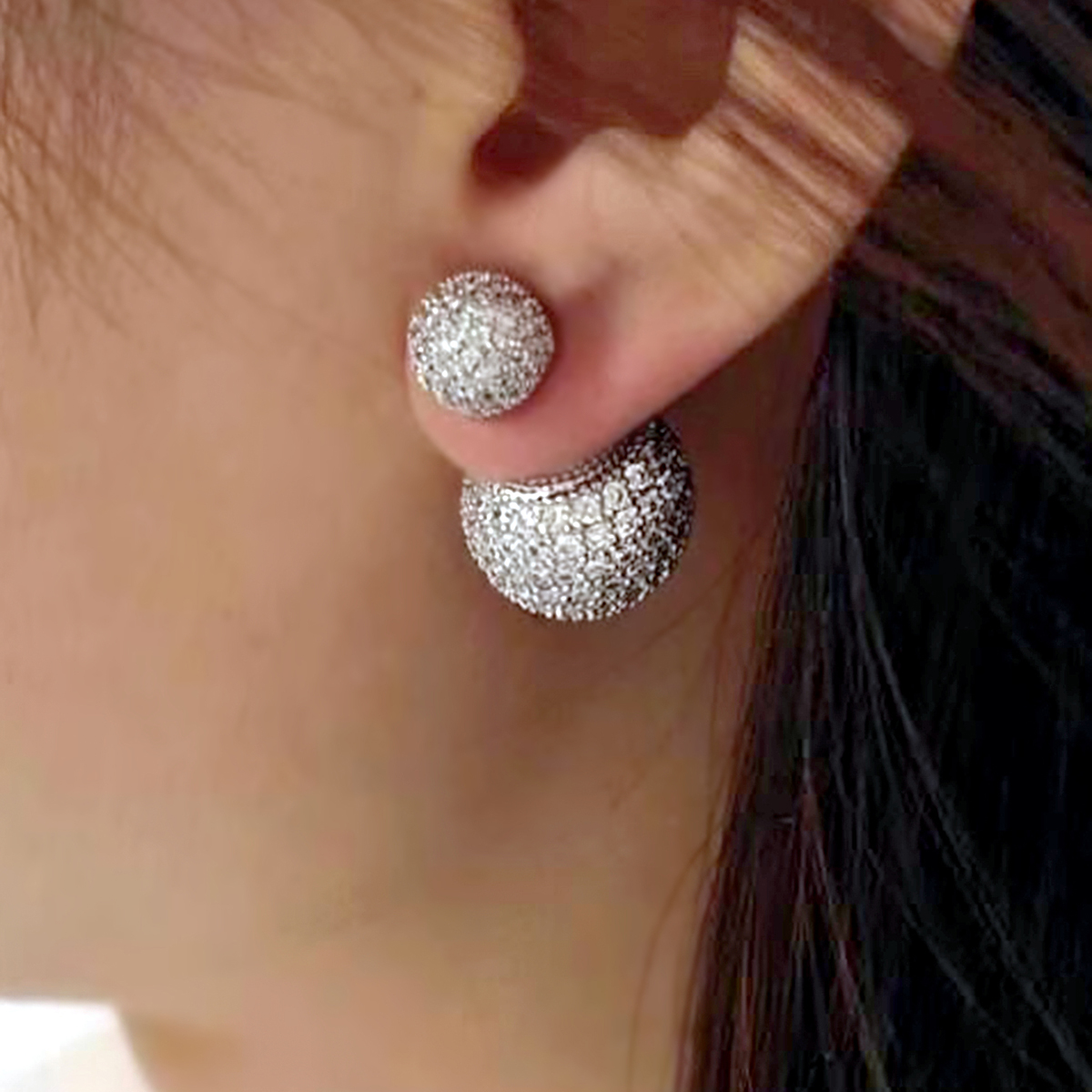 Geometric Stud Earrings With Claw Setting, Copper Base Featuring White K Plated Water Plating And 0.03µm Thickness, Inlaid With Zircon 4
