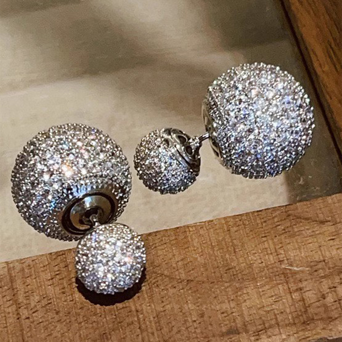 Geometric Stud Earrings With Claw Setting, Copper Base Featuring White K Plated Water Plating And 0.03µm Thickness, Inlaid With Zircon 5