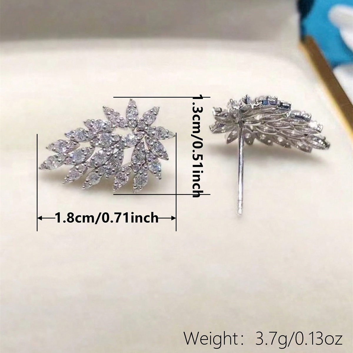 Geometric Stud Earrings For Women With Claw Setting, Copper Base, White K Gold Plated, And Zircon Inlay Featuring Water Plating 2