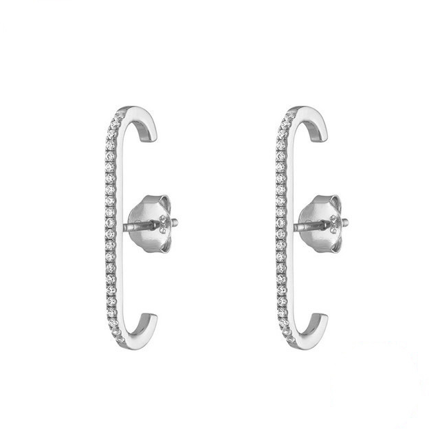 Geometric Stud Earrings In Copper With Electroplated Golden Plating And 0.03µm Thickness Featuring Zircon Inlay 6