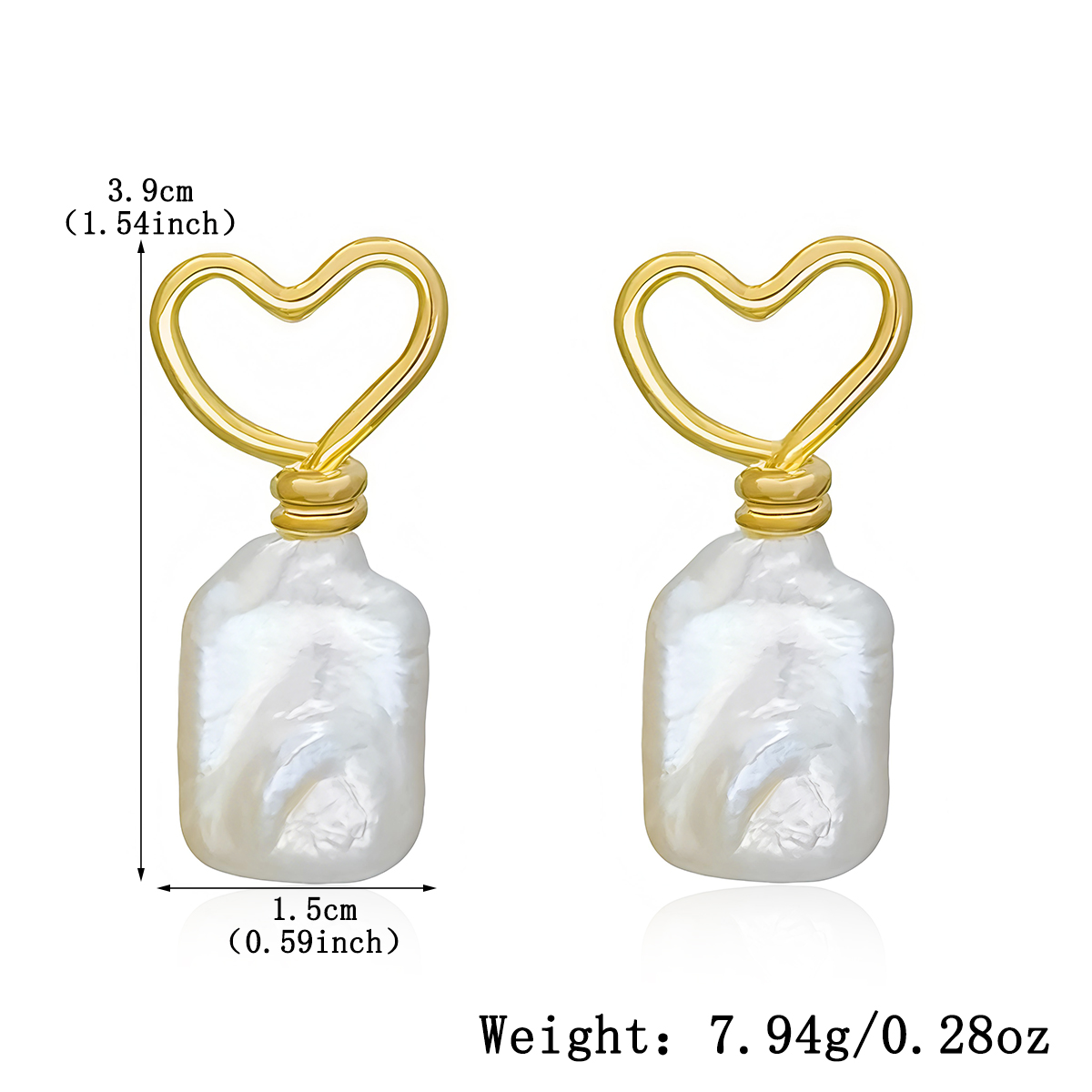 Three-dimensional Geometric Stud Earrings In Copper With Golden Plated Electroplated Finish Featuring Freshwater Pearl Inlay 2