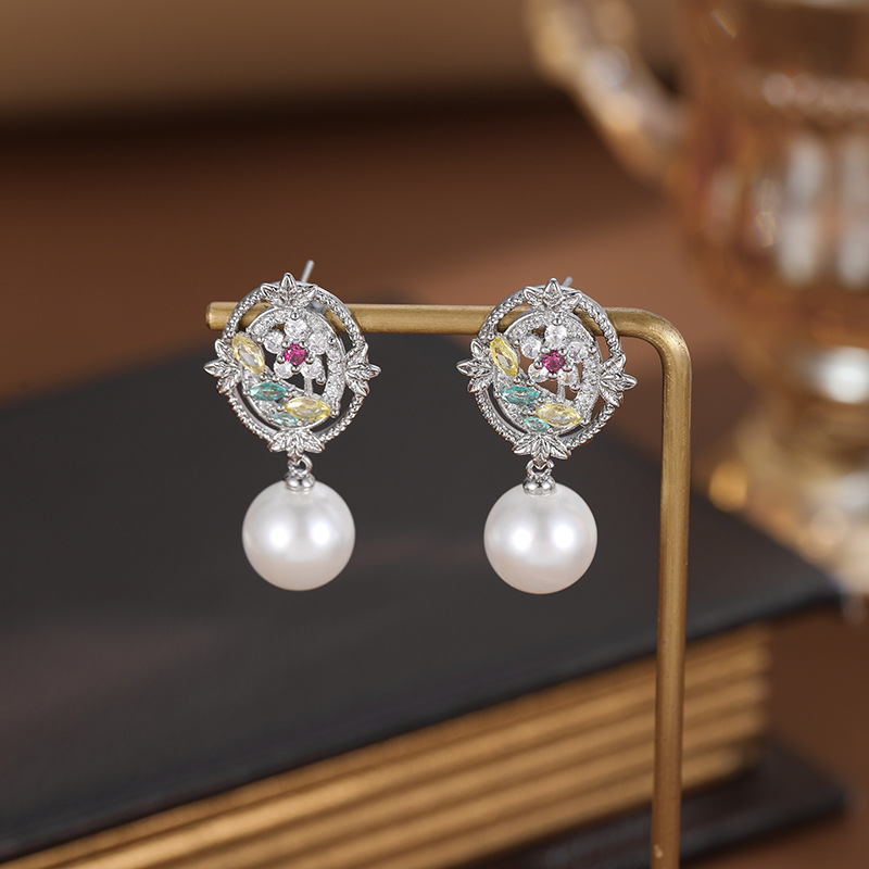 Flowers Stud Earrings For Women Featuring 14K Real Gold Plated Copper With Zirconia Inlay 4