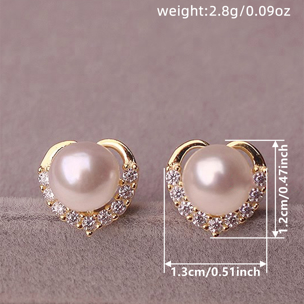 Geometric Stud Earrings For Women With Pearl Inlay, Copper Base, KC Golden Water Plating, And Claw Setting 5