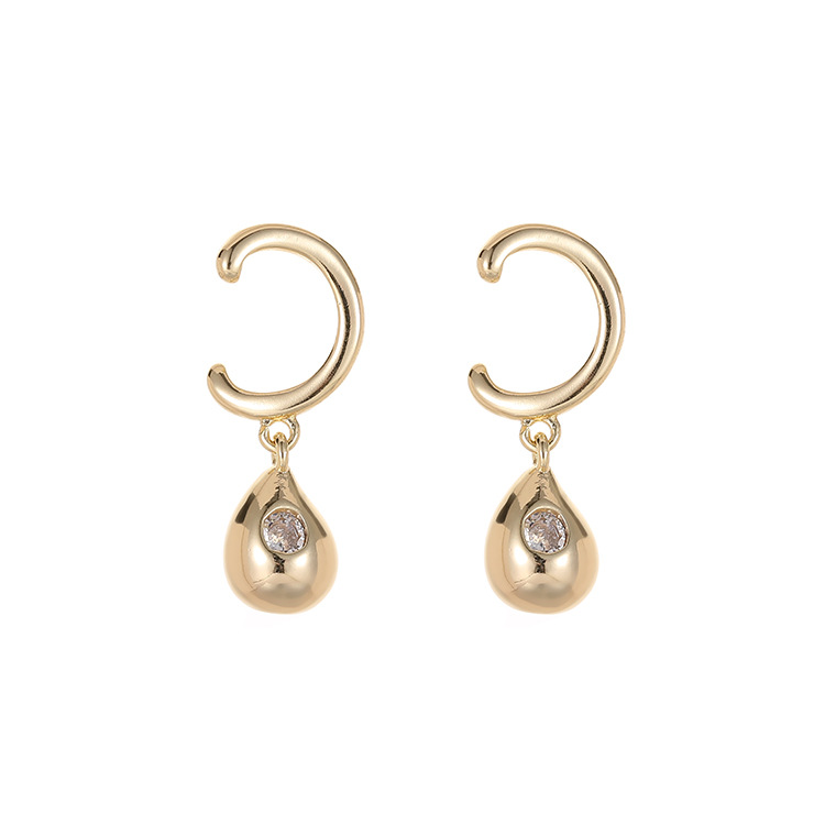 Geometric Stud Earrings With 925 Sterling Silver Posts, Copper Base Electroplated And 14K Real Gold Plated Featuring Zircon Inlay 5