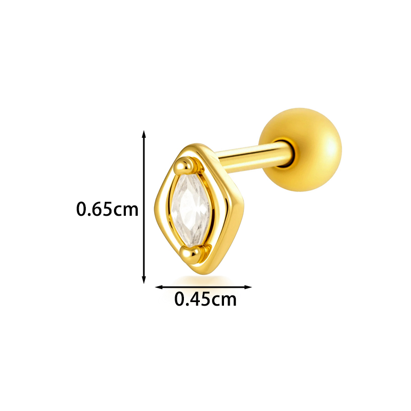Geometric Stud Earrings For Women With Zircon Inlay, Copper Base, And 18K Real Gold Water Plating 5