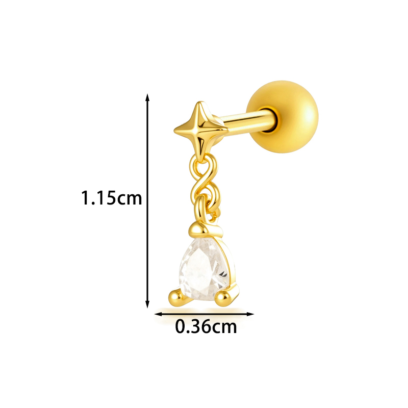 Geometric Stud Earrings For Women With Zircon Inlay, Copper Base, And 18K Real Gold Water Plating 6