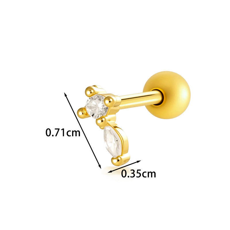 Geometric Stud Earrings For Women With Zircon Inlay, Copper Base, And 18K Real Gold Water Plating 8
