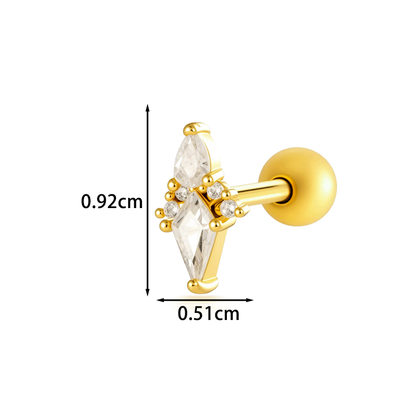 Geometric Stud Earrings For Women With Zircon Inlay, Copper Base, And 18K Real Gold Water Plating 9