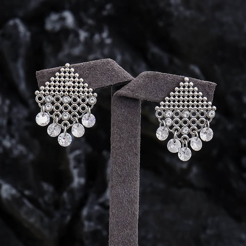 Geometric Tassel Earrings For Women With 925 Sterling Silver Ear Pins, Copper Base, And Platinum Water Plating