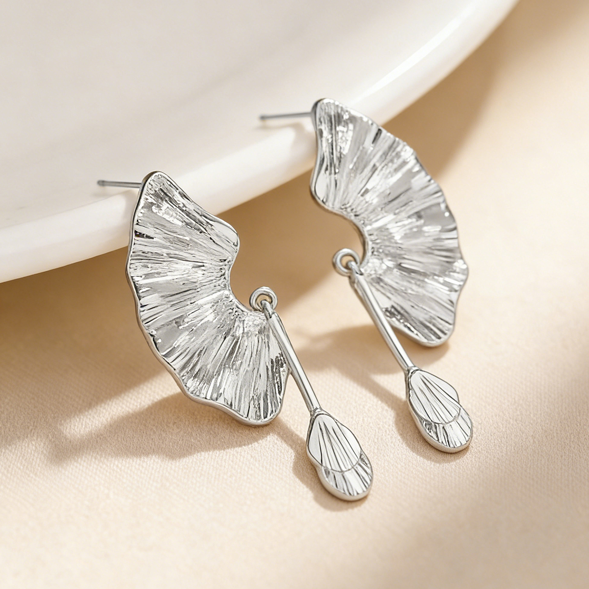 Geometric Tassel Earrings For Women In Golden Plated Copper With 0.01µm Electroplated Coating
