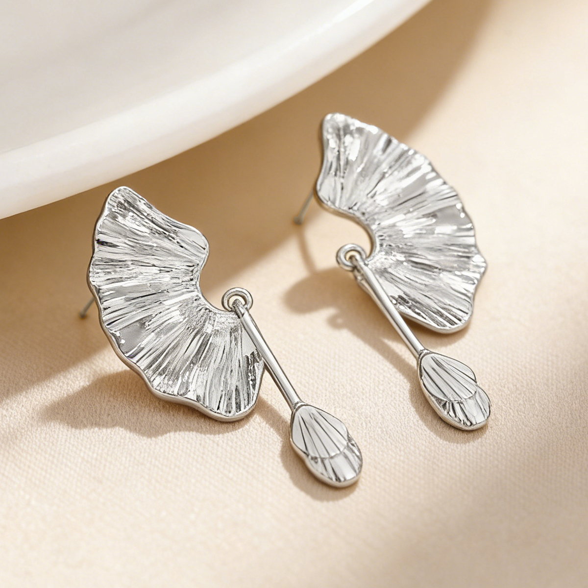 Geometric Tassel Earrings For Women In Golden Plated Copper With 0.01µm Electroplated Coating 5