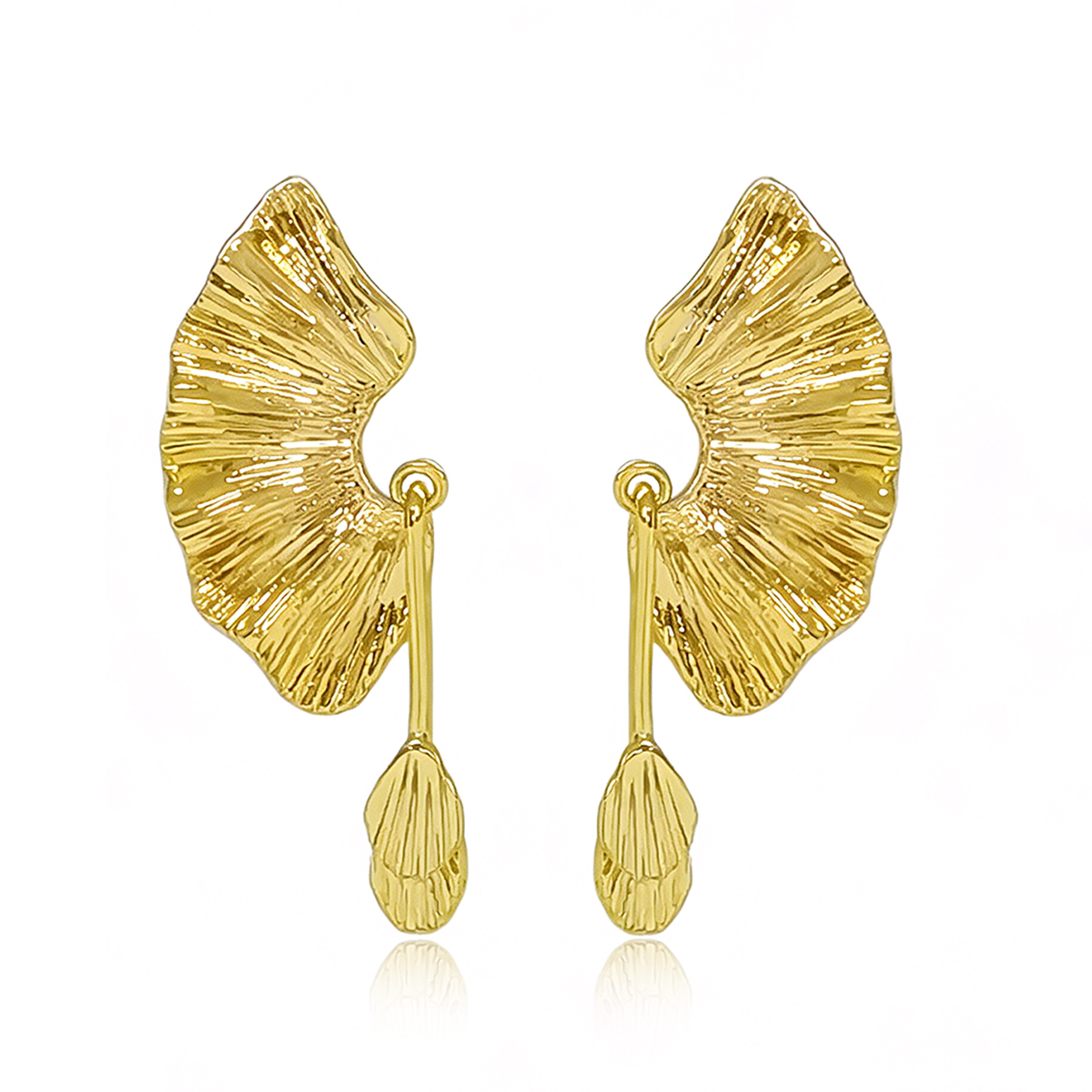 Geometric Tassel Earrings For Women In Golden Plated Copper With 0.01µm Electroplated Coating 6