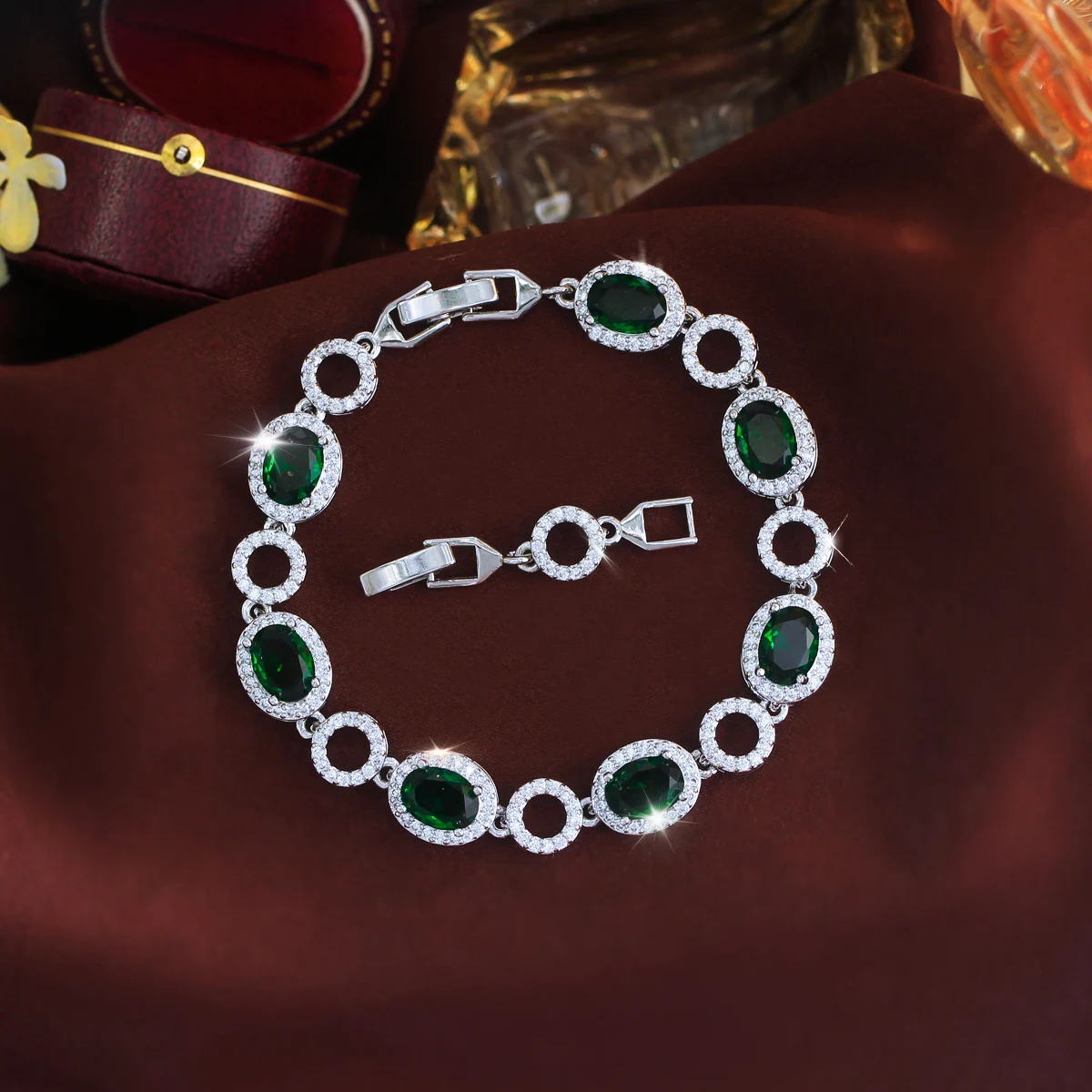 Geometric Waterproof Non Tarnish Copper Bracelets For Women With Rhodium Plated Water Plating And Zircon Inlay Featuring Tennis Chain 3
