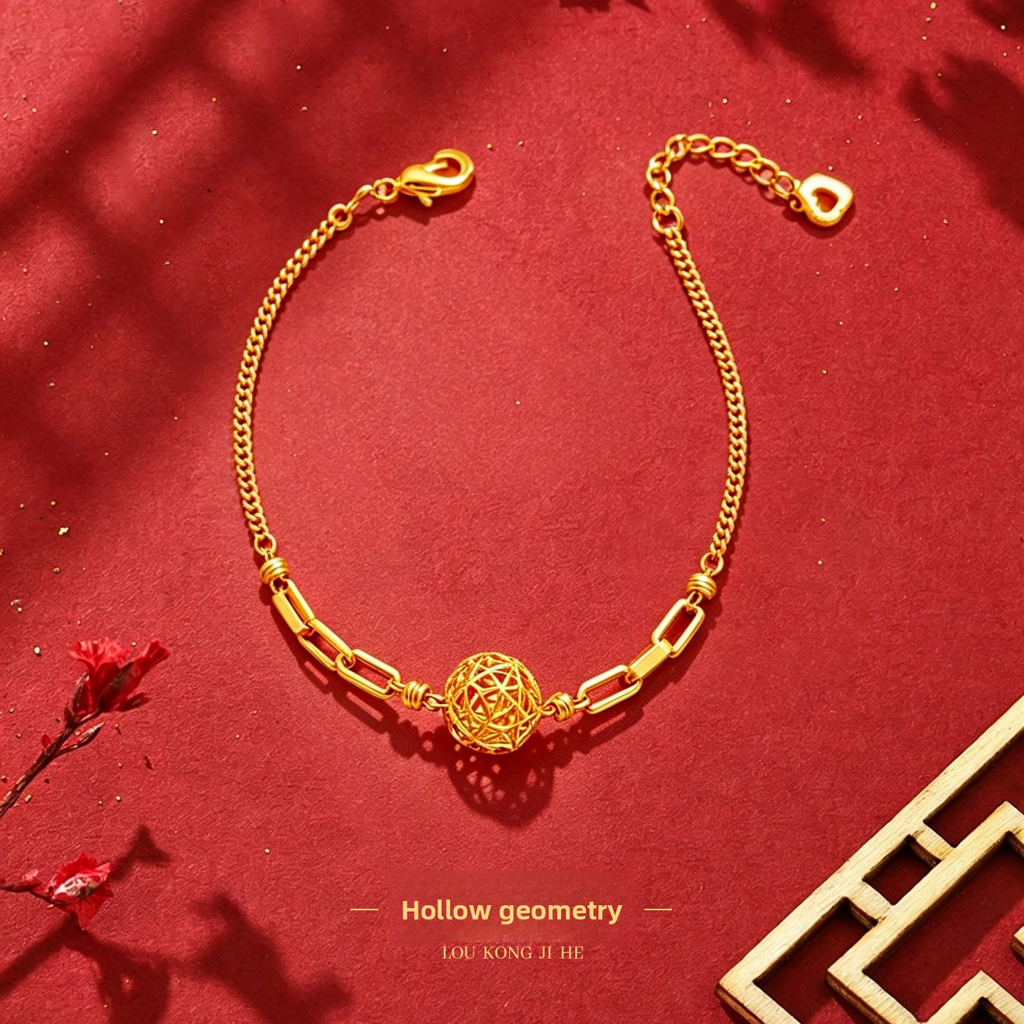 Geometric Waterproof Non Tarnish Copper Bracelets For Women With Real Gold Plated Finish In Sweet Style