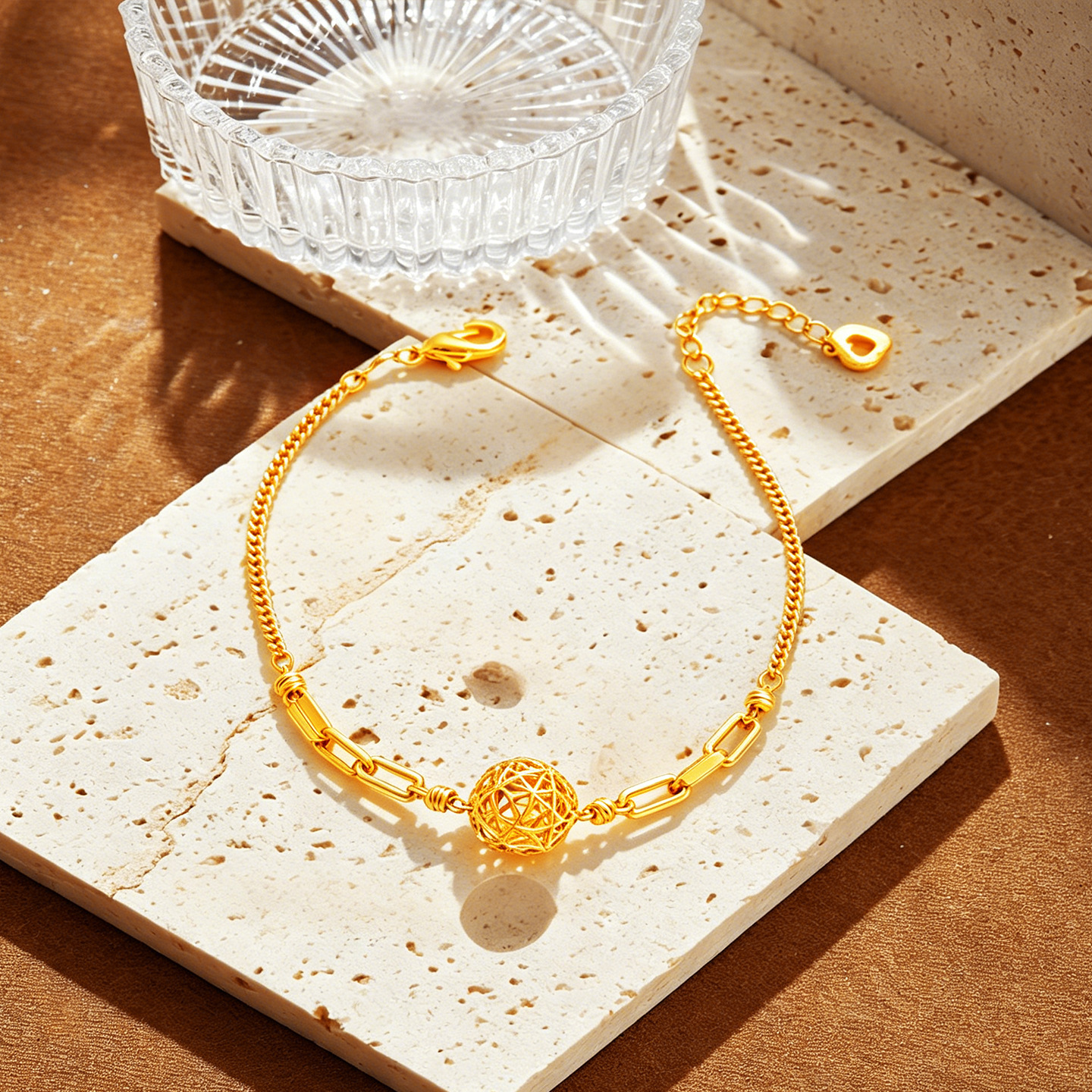 Geometric Waterproof Non Tarnish Copper Bracelets For Women With Real Gold Plated Finish In Sweet Style 2