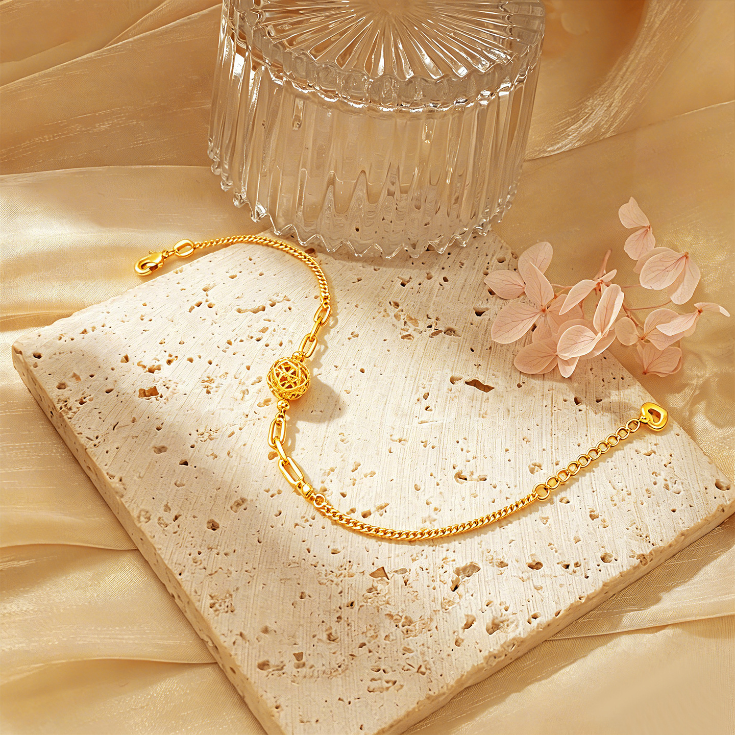 Geometric Waterproof Non Tarnish Copper Bracelets For Women With Real Gold Plated Finish In Sweet Style 3