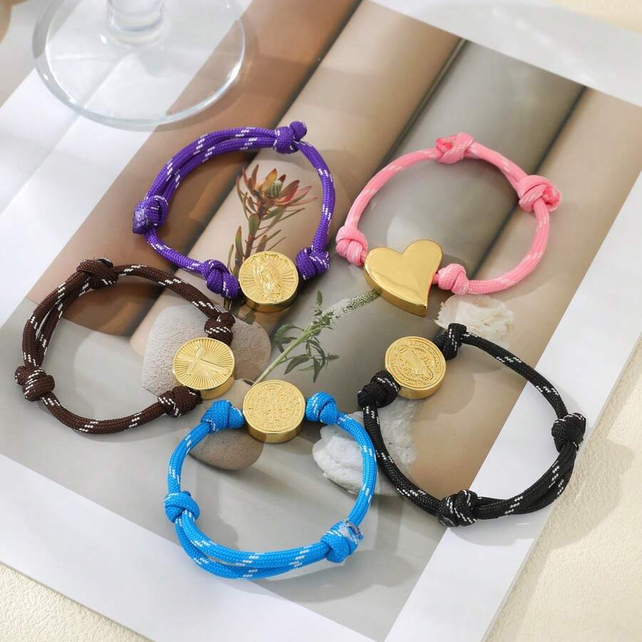 Unisex Geometric Weave Bracelets In Copper With 18K Real Gold Plated PVD Coated Finish Featuring Cord In Chain Design 3