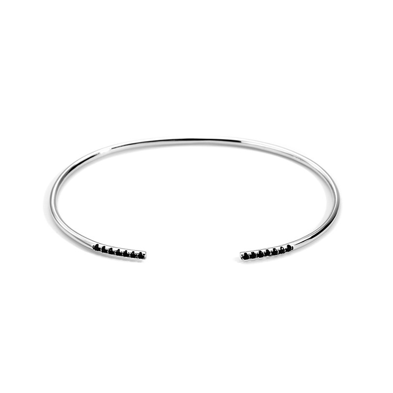 Three-dimensional Geometric Wristband For Women In Golden Plated Brass With Zircon Inlay And Slider Chain 6