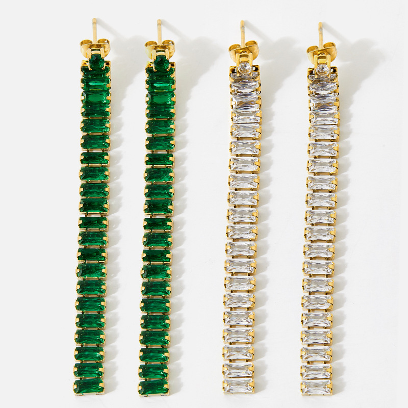 Geometric Earrings For Women Featuring Waterproof Non Tarnish 304 Stainless Steel With Real Gold Plated PVD Coating And Zircon Inlay