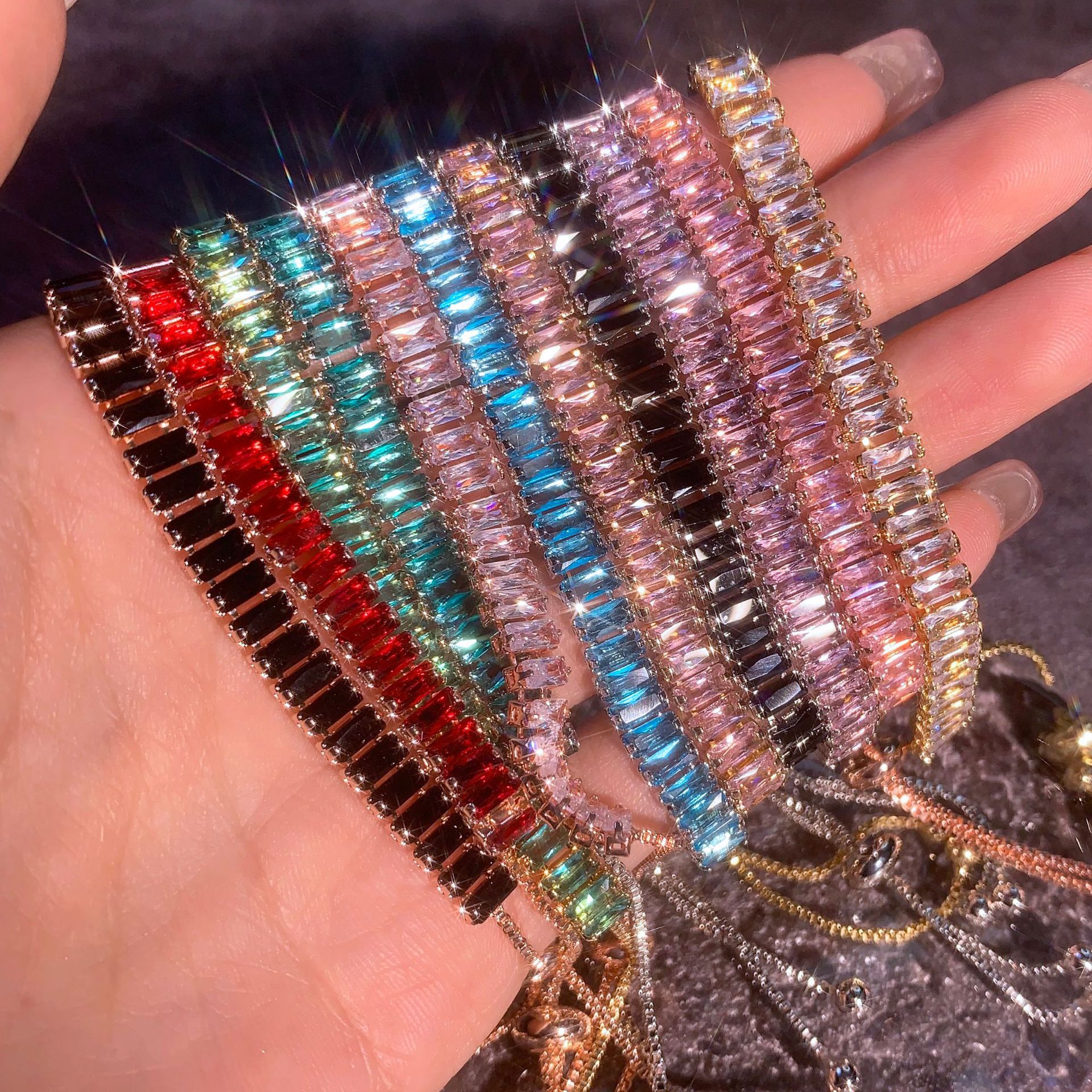 Waves Copper Bracelet For Women Featuring Electroplated Design With Artificial Gemstones In Glam Style 6