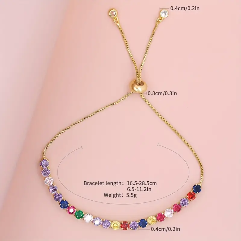 Square Zircon Bracelets For Women Featuring 18K Gold Plated Copper Design With Zircon Inlay 5