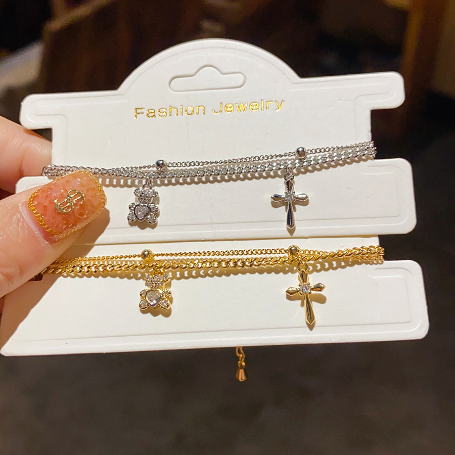 Gold Gold-plated Zircon Bear Bracelet Adjustable Clasp Animal Simple Women's Jewelry Accessory Design