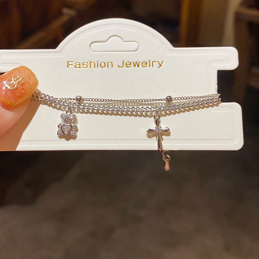 Gold Gold-plated Zircon Bear Bracelet Adjustable Clasp Animal Simple Women's Jewelry Accessory Design 2
