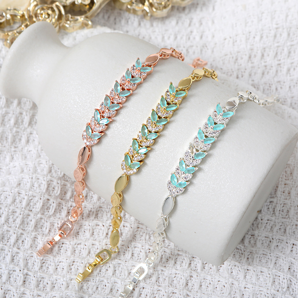 Real Gold Plated Copper Women’s Splicing Bracelets With Zircon Inlay And Slider Chain