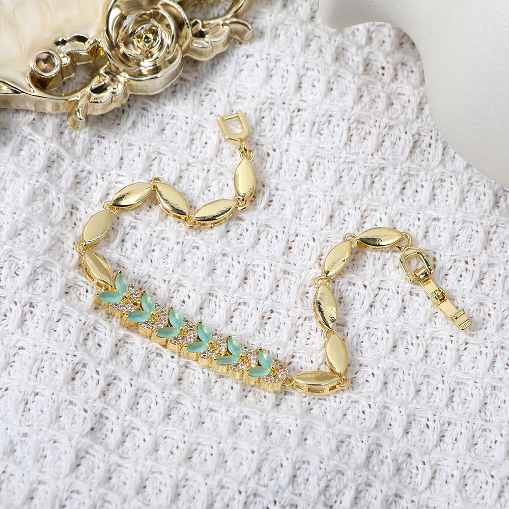 Real Gold Plated Copper Women’s Splicing Bracelets With Zircon Inlay And Slider Chain 2